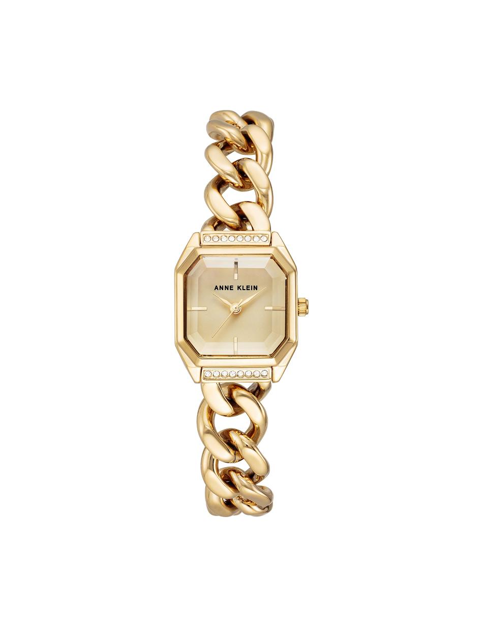 Les métaux Anne Klein Octagonal Crystal Accented Chain Bracelet Watch   | TSZ-1510077